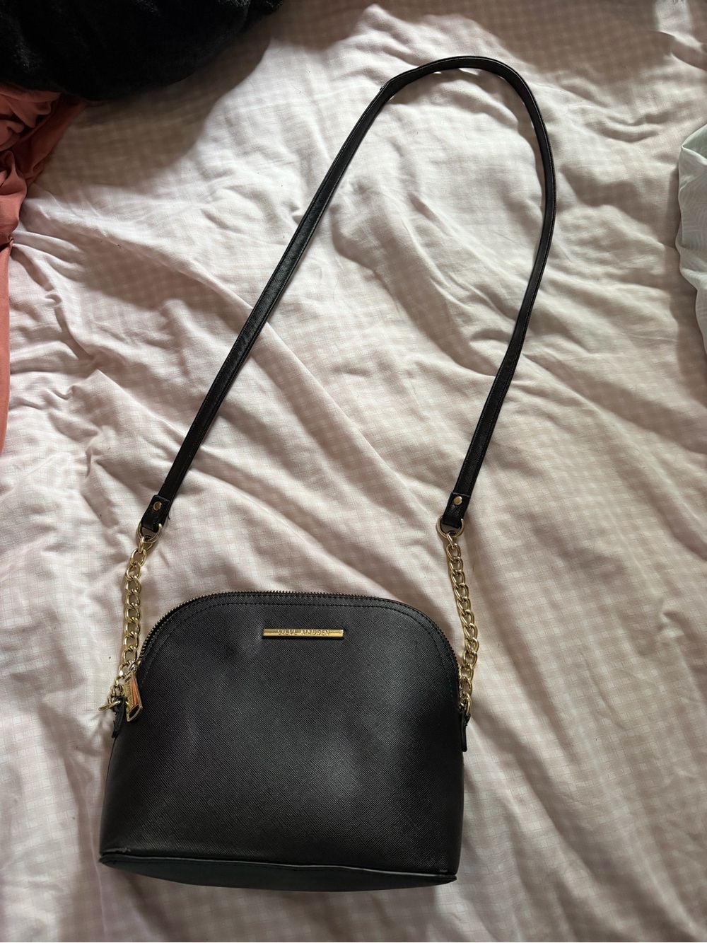 Steve Madden Black Crossbody Bag with Gold Chain Strap